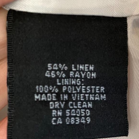 Kasper Linen Blend Tan/Neutral Belted/Tie Blazer / Jacket / Utility Pockets, 12 - Picture 11 of 16